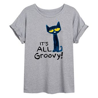 Juniors' Pete The Cat "It's All Groovy" Oversized Graphic Tee