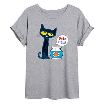 Juniors' Pete The Cat Goldfish Oversized Graphic Tee