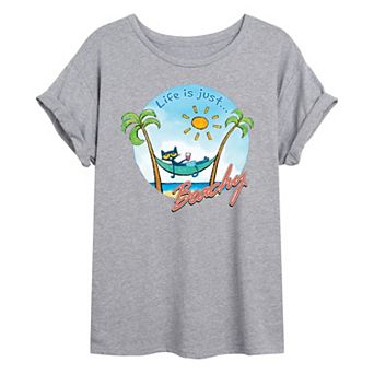 Juniors' Pete The Cat Beachy Oversized Graphic Tee