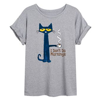 Juniors' Pete The Cat "Don't Do Mornings" Oversized Graphic Tee