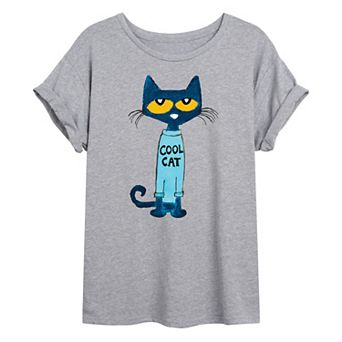 Juniors' Pete The Cat "Cool Cat" Oversized Graphic Tee