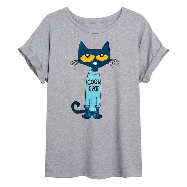 Juniors' Pete The Cat "Cool Cat" Oversized Graphic Tee