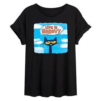 Juniors' Pete The Cat "Groovy" Oversized Graphic Tee