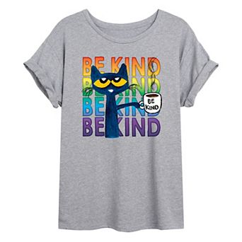 Juniors' Pete The Cat Be Kind Oversized Graphic Tee