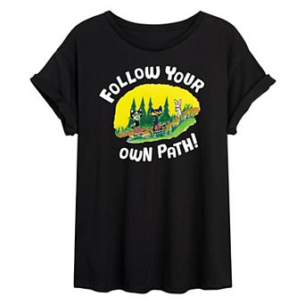 Juniors' Pete The Cat "Own Path" Oversized Graphic Tee