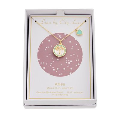 City Luxe Mother of Pearl Pisces Gold Pendant Necklace