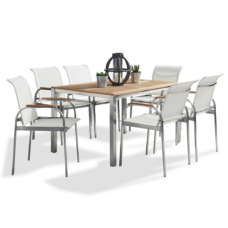 homestyles Modern Patio Table & Chair 7-piece Set, White