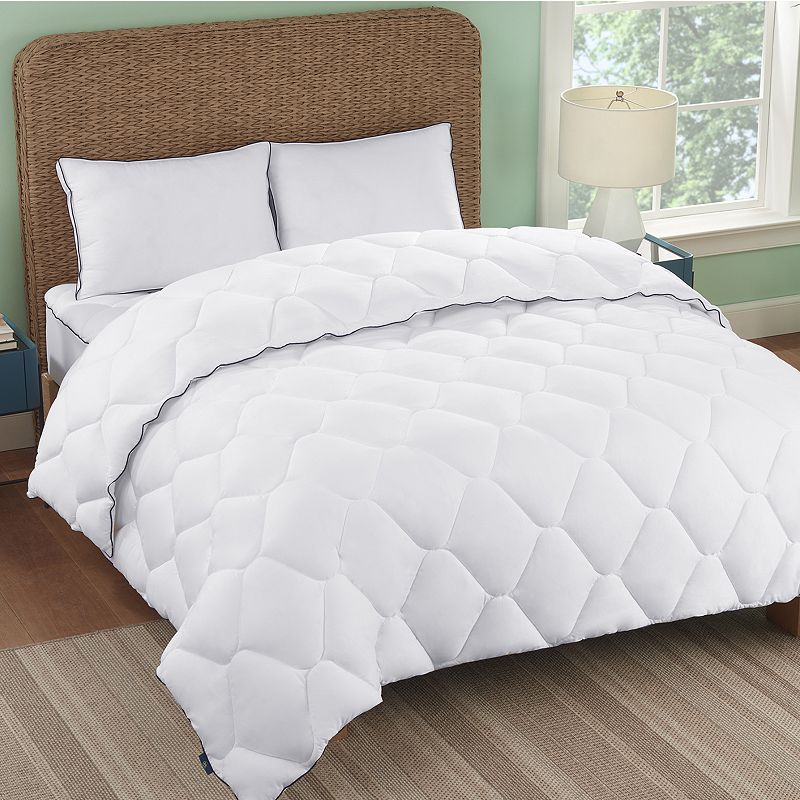 Serta Ocean Breeze Down Alternative Comforter, White, Queen