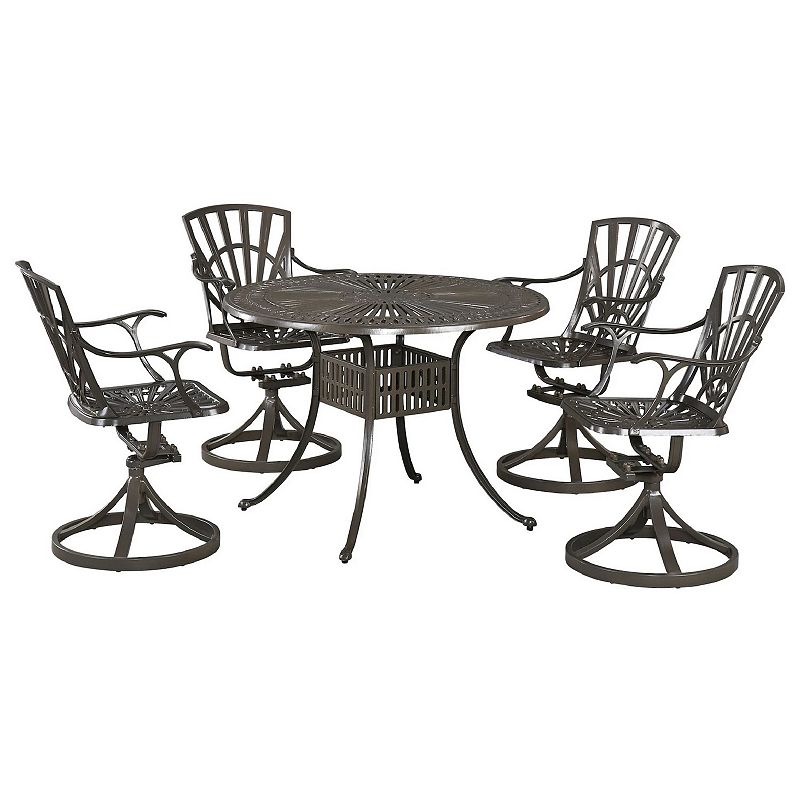 homestyles Patio Round Table & Chair 5-piece Set, Beig/Green