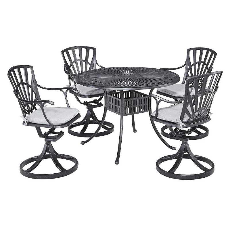 homestyles Patio Round Dining Table & Chairs 5-piece Set, Grey