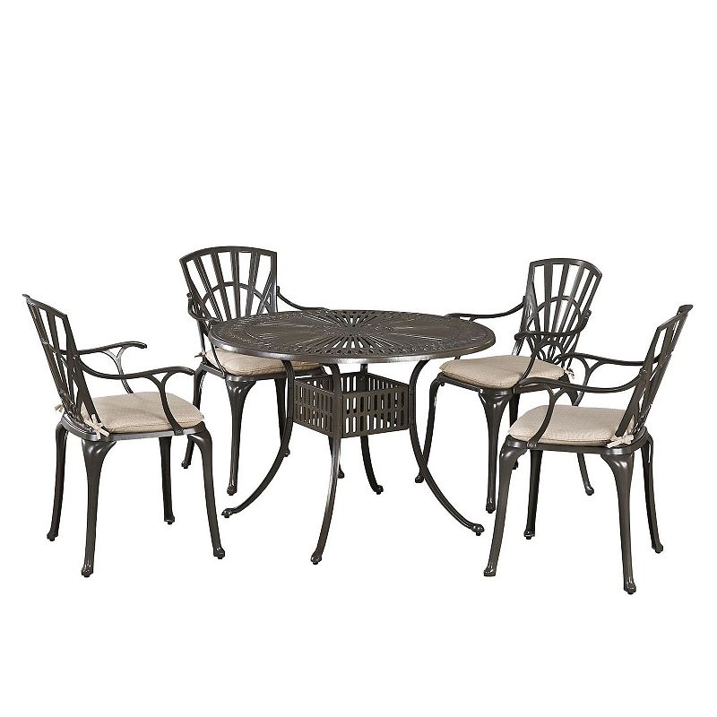 homestyles Round Patio Dining Table & Chair 5-piece Set, Beig/Green