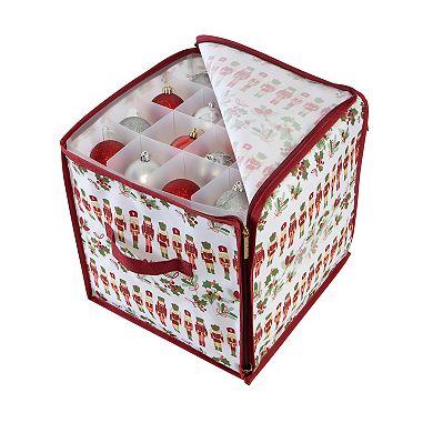 Laura Ashley Nutcracker Print Design 64 Count Stackable Christmas Ornament Storage Box