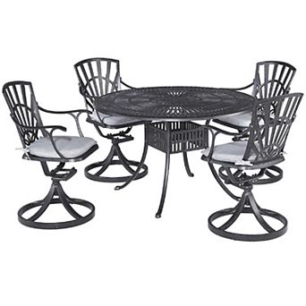 homestyles Patio Dining Table and Swivel Chair 5 pc Set