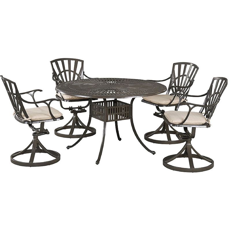 homestyles Patio Dining Table and Swivel Chair 5-piece Set, Beig/Green