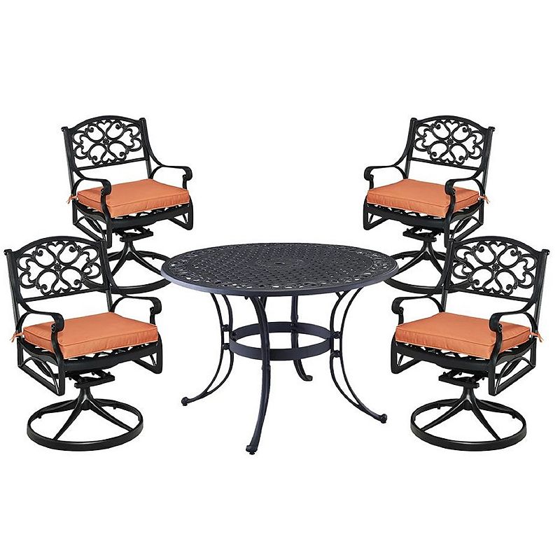 homestyles Rustproof Round Dining Table & Chair 5-piece Set, Black