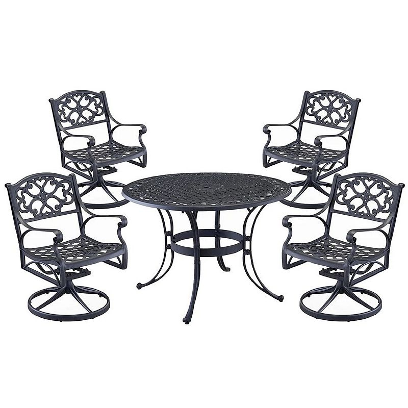 homestyles Patio Swivel Chair & Dining Table 5-piece Set, Black