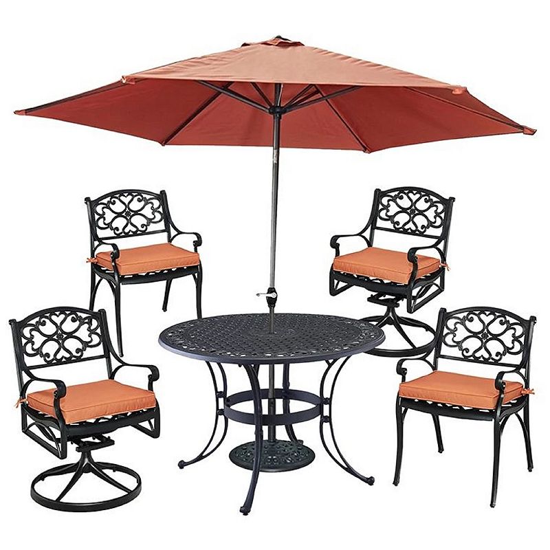 homestyles Weather Resistant Patio Chair & Dining Table 6-piece Set, Black