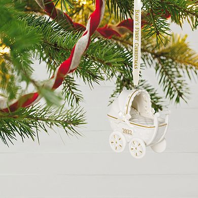 Hallmark Baby's First Christmas Pram Porcelain 2022 Hallmark Keepsake Christmas Ornament
