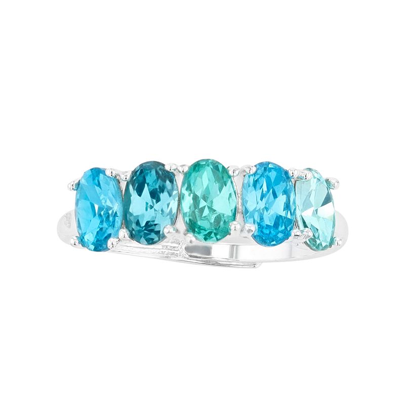 City Luxe 5-Stone Birthstone Crystal Ring, Womens, Blue