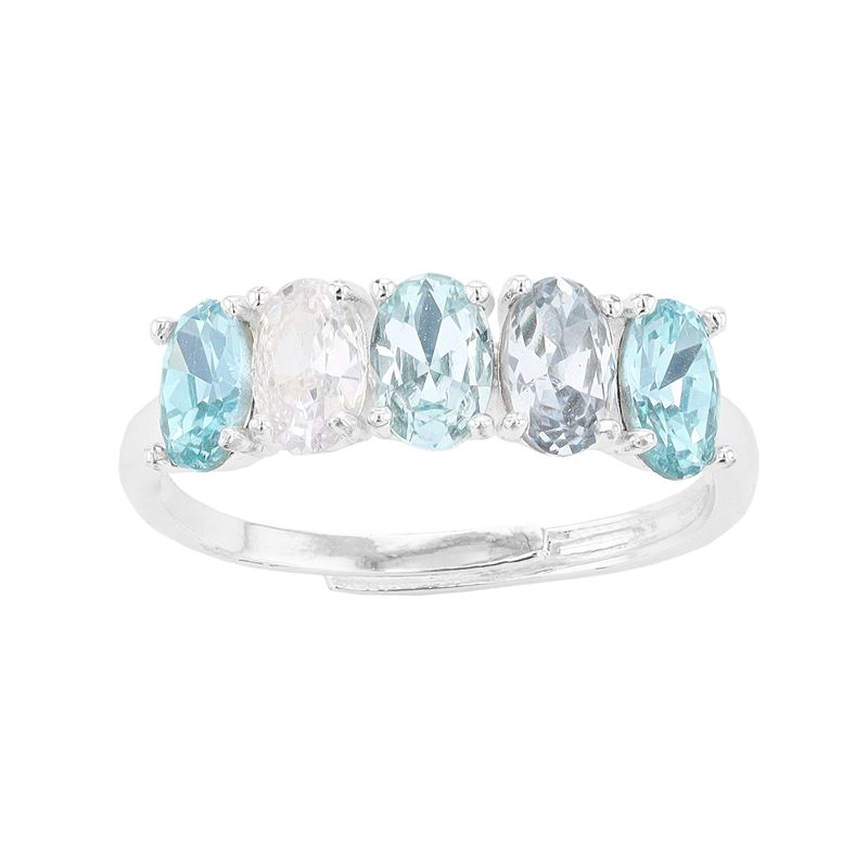 City Luxe 5-Stone Birthstone Crystal Ring, Womens, Blue