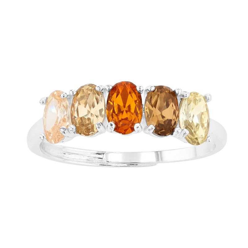 City Luxe 5-Stone Birthstone Crystal Ring, Womens, Orange