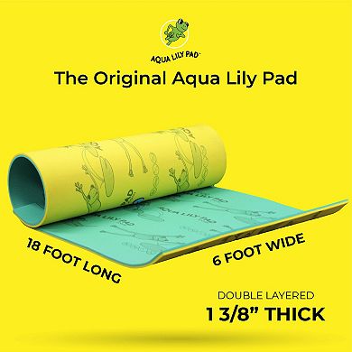 Aqua Lily Pad 18 Ft Long Water Mat Playground Floating Foam Pad for Lake, Yellow