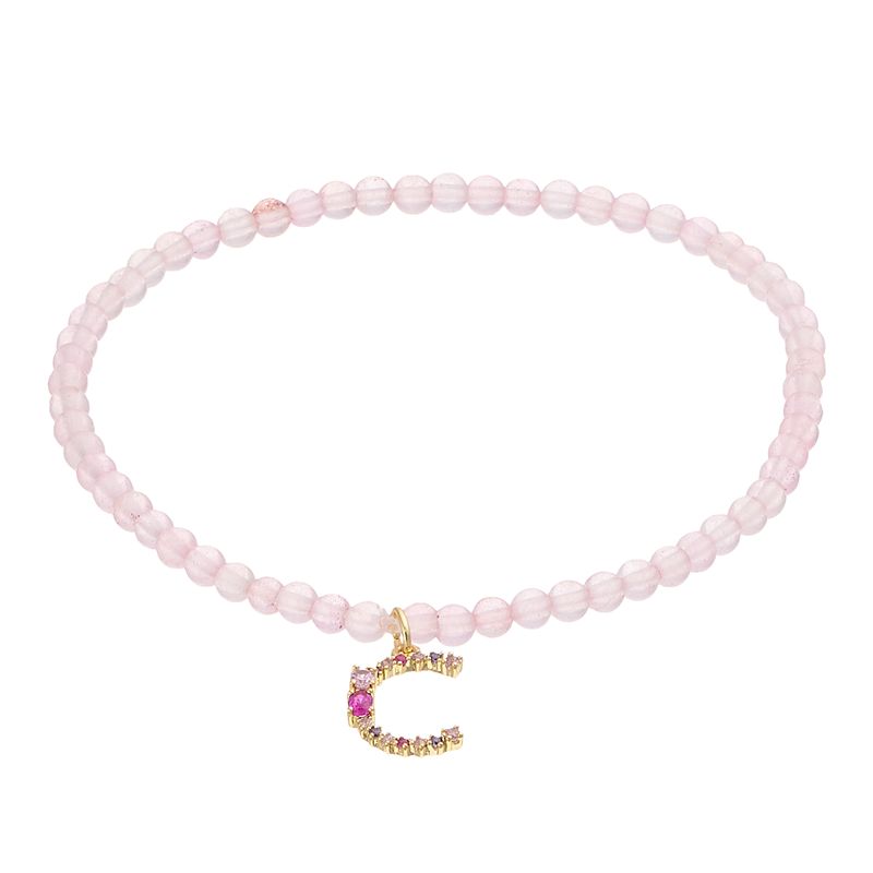City Luxe Beaded Initial Stretch Bracelet, Womens, Pink