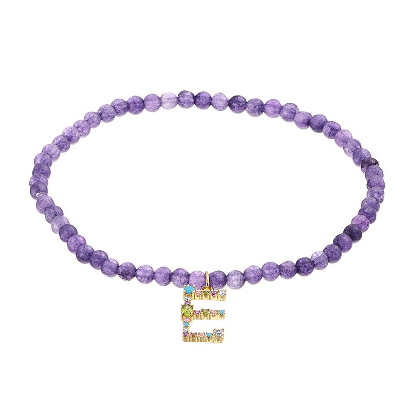 City Luxe Beaded Initial Stretch Bracelet, Womens, Purple