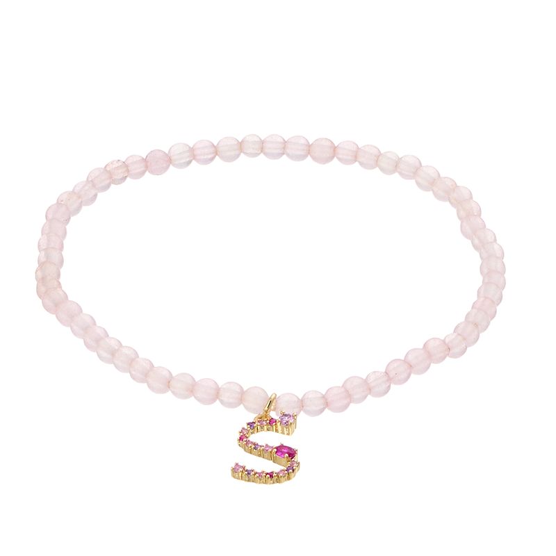 City Luxe Beaded Initial Stretch Bracelet, Womens, Pink