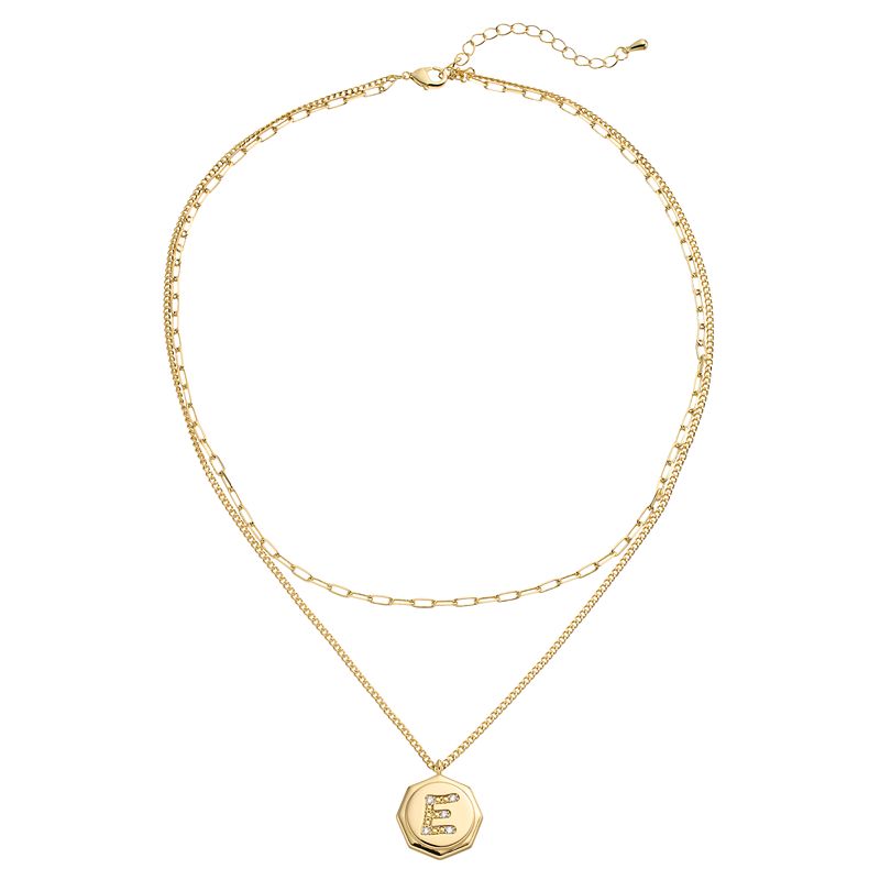 77128050 City Luxe Gold Tone DUO NECK E Initial Disc WITH C sku 77128050