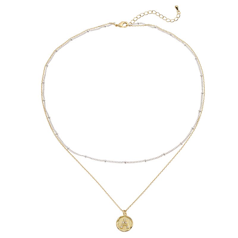 80686820 City Luxe Two Tone Layered Initial Disc Necklace w sku 80686820