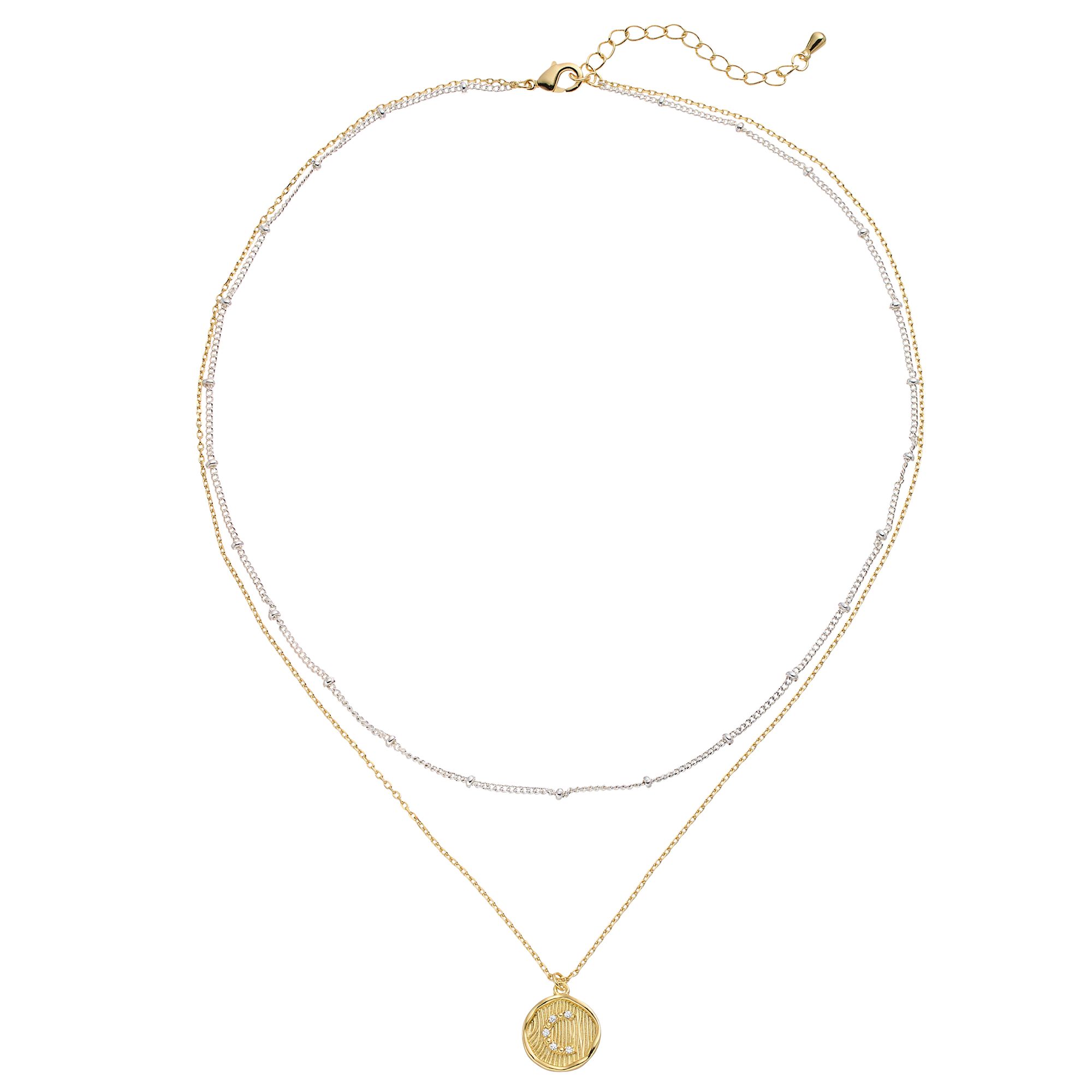 City Luxe Two Tone Layered Initial Disc Necklace with Cubic Zirconia, Wome