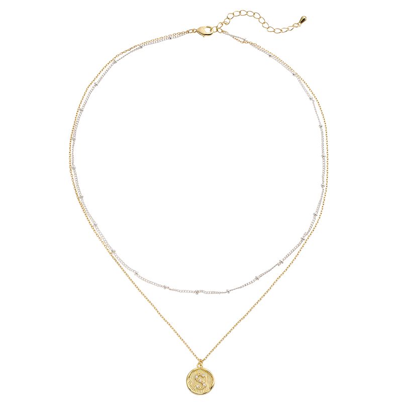 81970759 City Luxe Two Tone Layered Initial Disc Necklace w sku 81970759