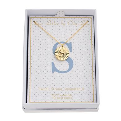 City Luxe Gold Tone Crimped Initial Pendant Necklace