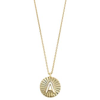 City Luxe Gold Tone Crimped Initial Pendant Necklace