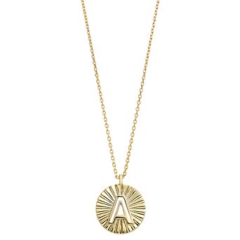 City Luxe Gold Tone Crimped Initial Pendant Necklace