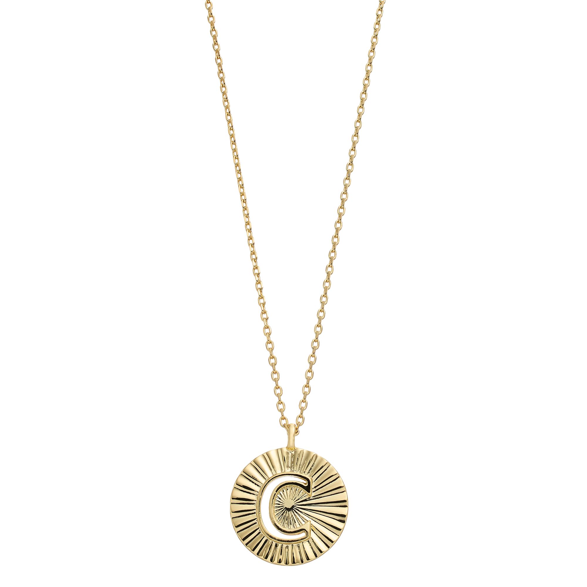 City Luxe Gold Tone Crimped Initial Pendant Necklace, Womens, Size: 18