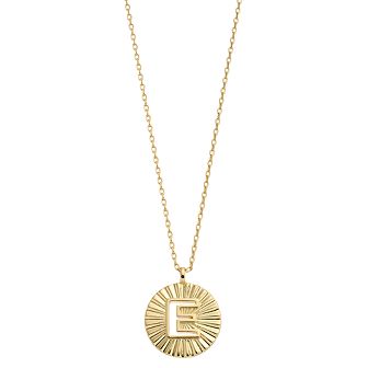 City Luxe Gold Tone Crimped Initial Pendant Necklace