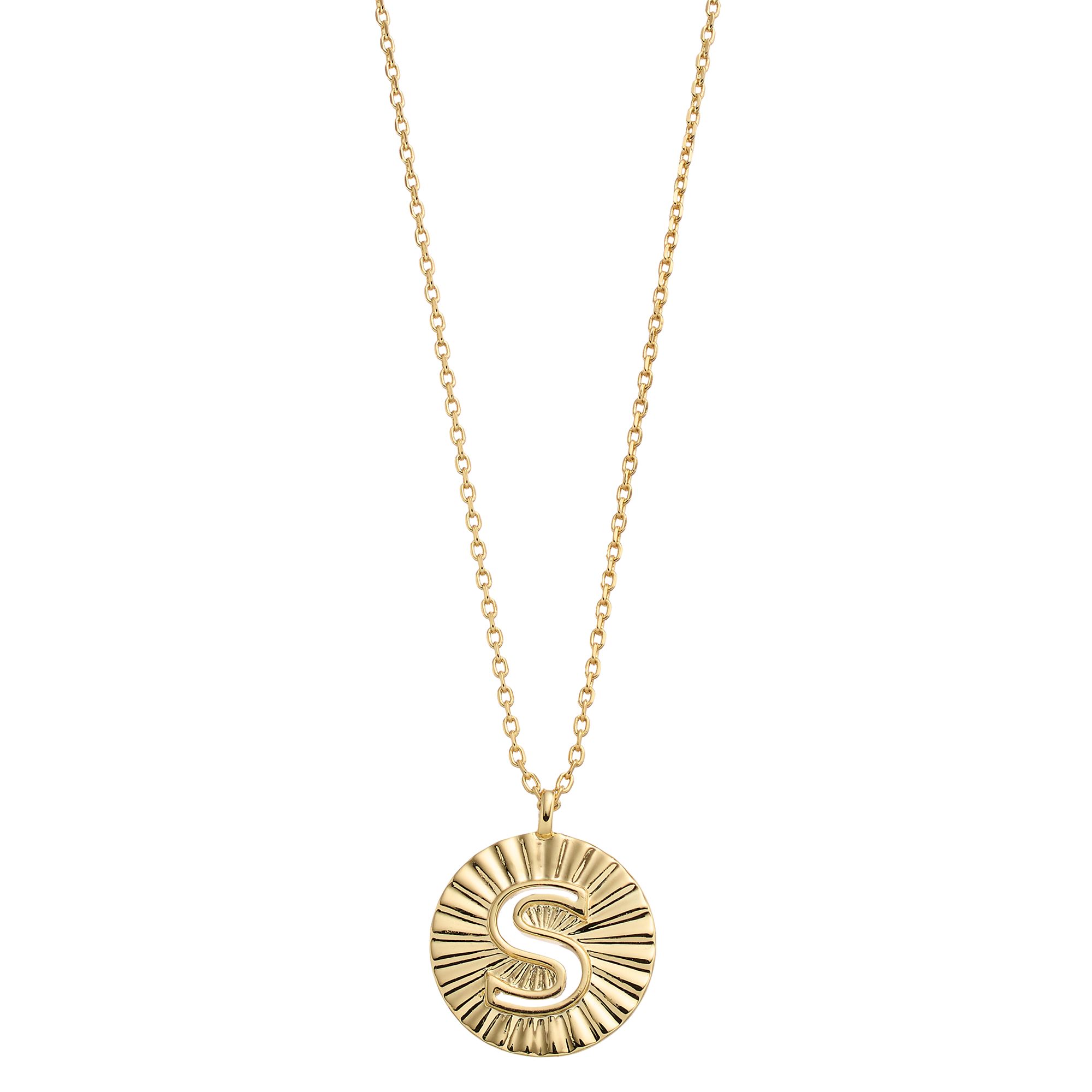 City Luxe Gold Tone Crimped Initial Pendant Necklace, Womens, Size: 18,