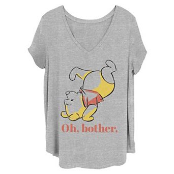 Disney's Winnie The Pooh Juniors' Plus Size Tumble Bear Oh Bother Flowy Graphic Tee