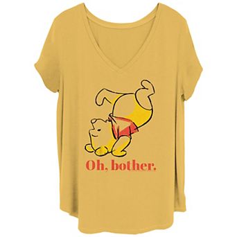 Disney's Winnie The Pooh Juniors' Plus Size Tumble Bear Oh Bother Flowy Graphic Tee