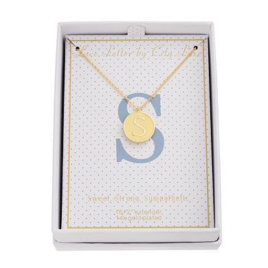 City Luxe Gold Tone Enamel Initial Disc Pendant Necklace