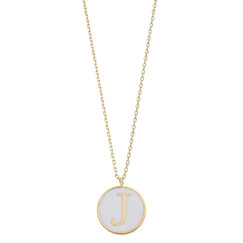 City Luxe Gold Tone Enamel Initial Disc Pendant Necklace, Womens, Size: 1