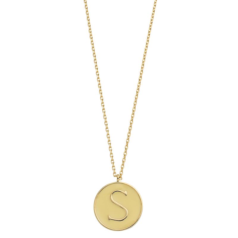 City Luxe Gold Tone Enamel Initial Disc Pendant Necklace, Womens, Size: 1