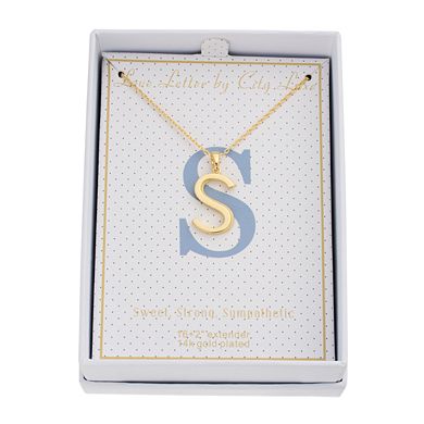 City Luxe Gold Tone Initial Charm Pendant Necklace