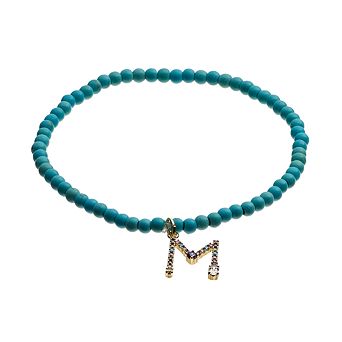 City Luxe Enamel Initial Ring & Cubic Zirconia Pave Ring Duo Set