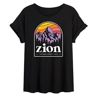 Juniors' Zion National Park Oversized Graphic Tee