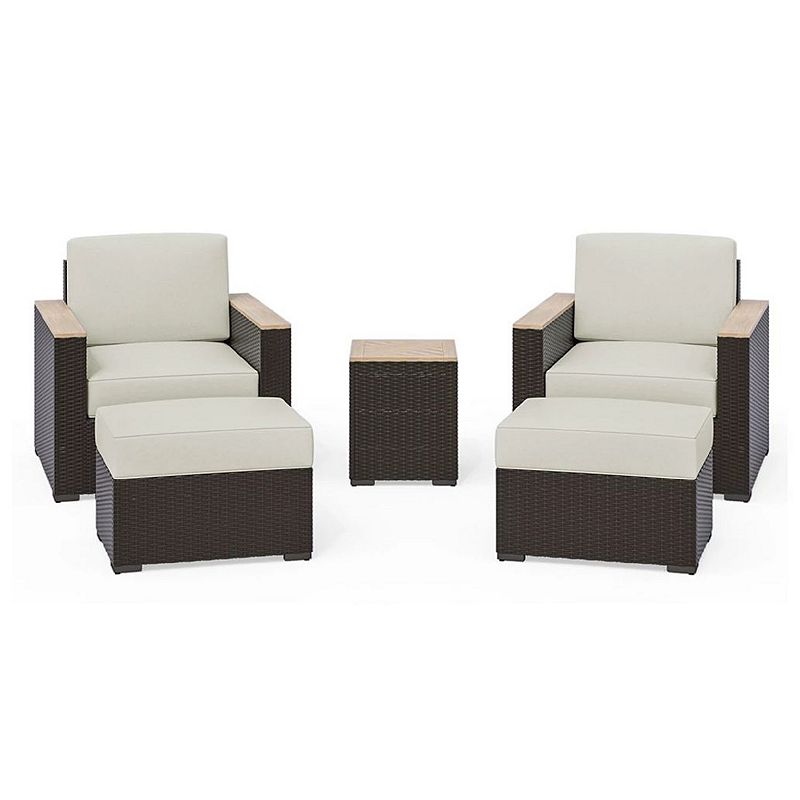 homestyles Palm Springs Arm Chair, Ottoman & Table 5-Piece Set, Brown
