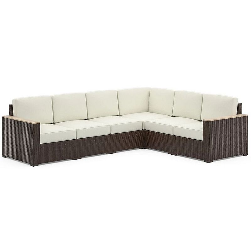 homestyles Palm Springs Outdoor 6-Seat Sectional Couch, Brown