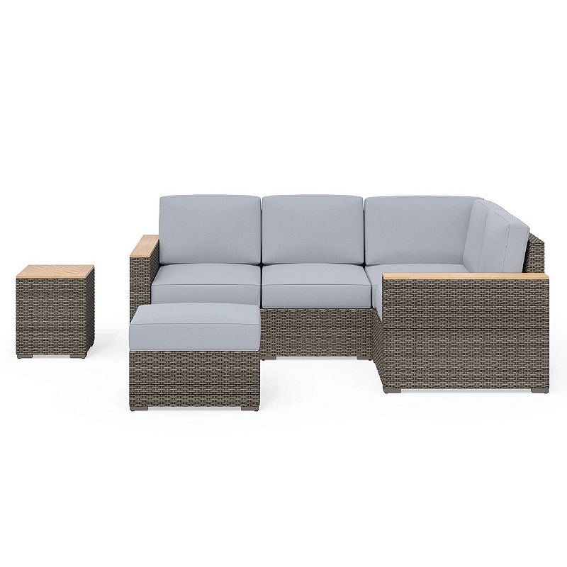 homestyles Boca Raton Outdoor 4-Seat Sectional, Ottoman & Side Table Set, B